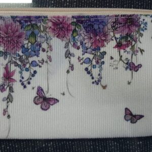Purple Flower & Butterfly Pencil Case